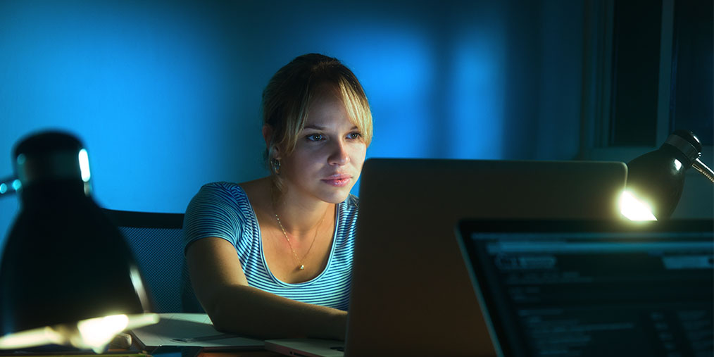 Photo of woman concentrating on work